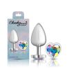 Clear Iridescent Heart Gem Silver Metal Plug