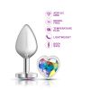 Clear Iridescent Heart Gem Silver Metal Plug