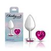 Bright Pink Heart Gem Silver Metal Plug