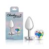 Clear Iridescent Heart Gem Silver Metal Plug