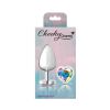 Clear Iridescent Heart Gem Silver Metal Plug