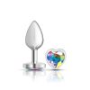 Clear Iridescent Heart Gem Silver Metal Plug