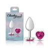 Bright Pink Heart Gem Silver Metal Plug
