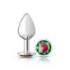 Rainbow Round Gem Silver Metal Plug