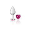 Bright Pink Heart Gem Silver Metal Plug